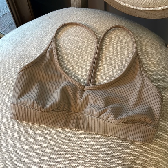 Alo Yoga Ribbed Blissful Bra in Gravel - Picture 7 of 10